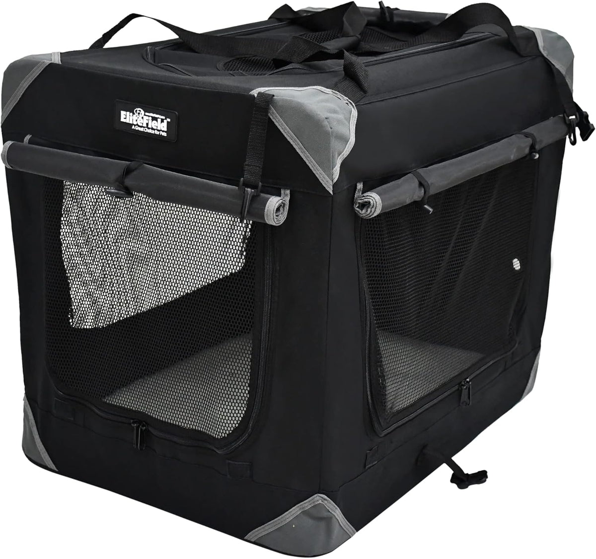 4-Door Folding Soft Dog Crate with Curtains (2-Year Warranty)