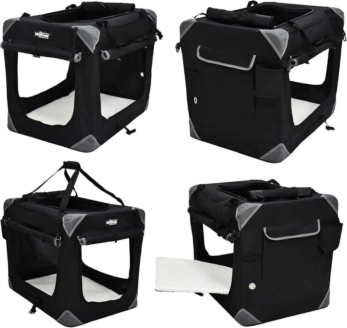 4-Door Folding Soft Dog Crate with Curtains (2-Year Warranty)