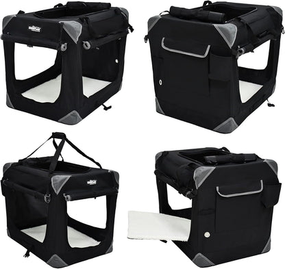 4-Door Folding Soft Dog Crate with Curtains (2-Year Warranty)