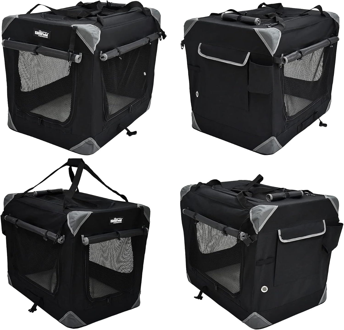 4-Door Folding Soft Dog Crate with Curtains (2-Year Warranty)