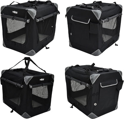 4-Door Folding Soft Dog Crate with Curtains (2-Year Warranty)