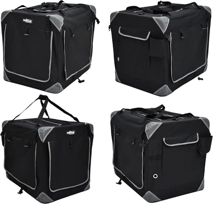 4-Door Folding Soft Dog Crate with Curtains (2-Year Warranty)