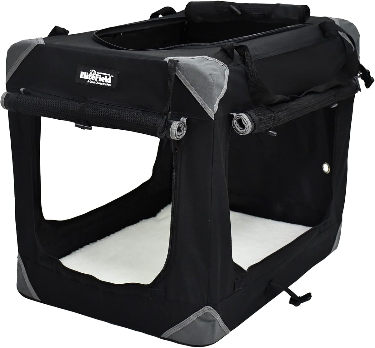 4-Door Folding Soft Dog Crate with Curtains (2-Year Warranty)