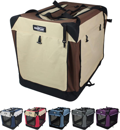 4-Door Folding Soft Dog Crate with Curtains (2-Year Warranty)