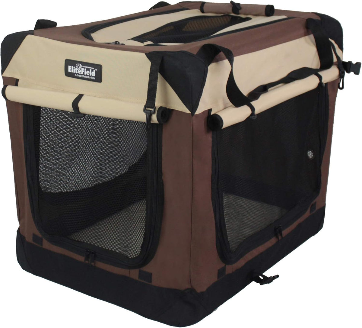 4-Door Folding Soft Dog Crate with Curtains (2-Year Warranty)