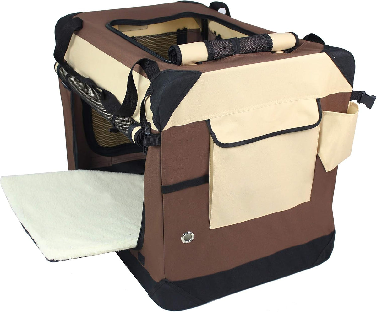 4-Door Folding Soft Dog Crate with Curtains (2-Year Warranty)