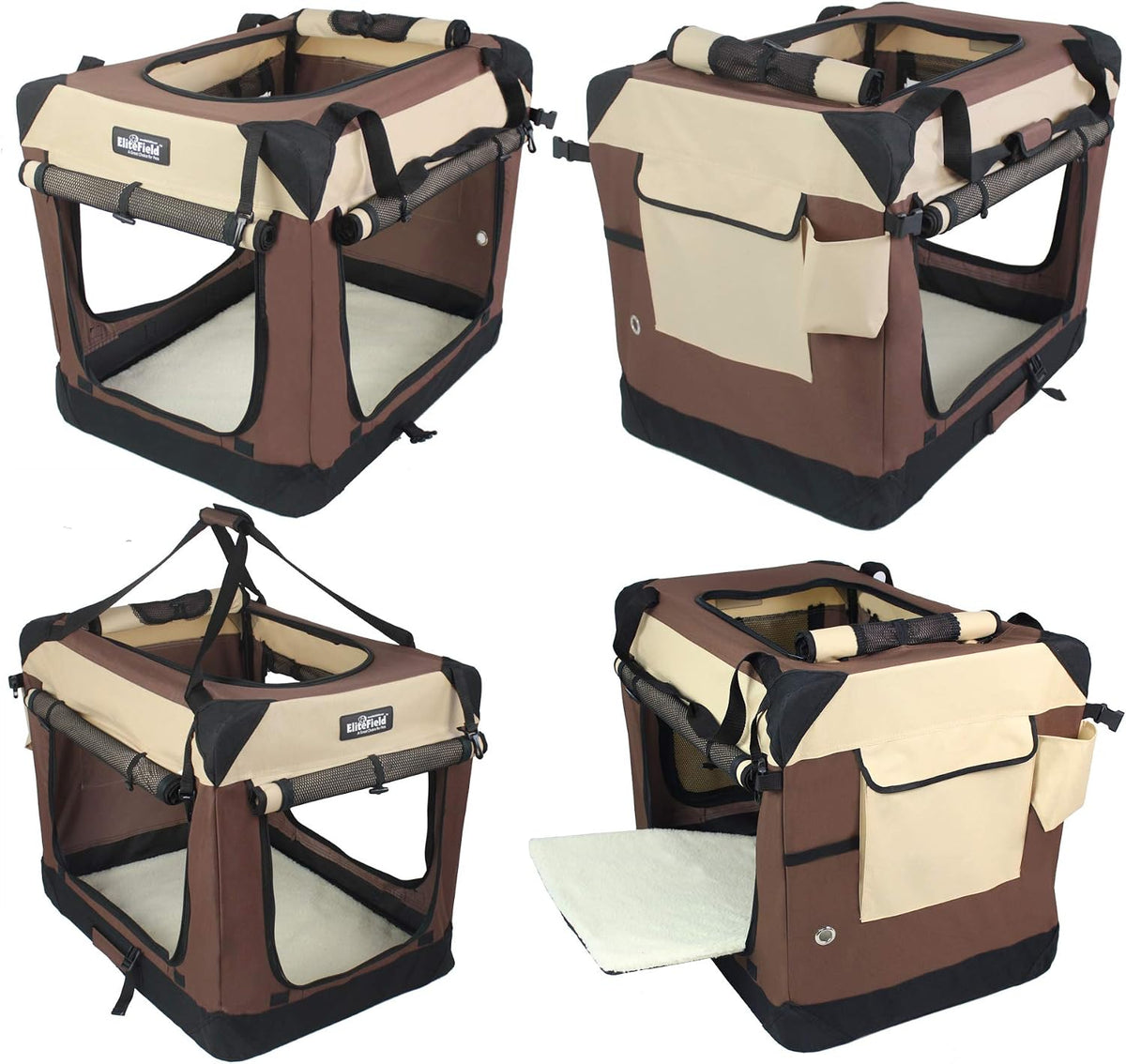 4-Door Folding Soft Dog Crate with Curtains (2-Year Warranty)