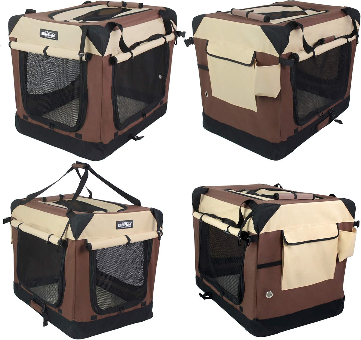 4-Door Folding Soft Dog Crate with Curtains (2-Year Warranty)