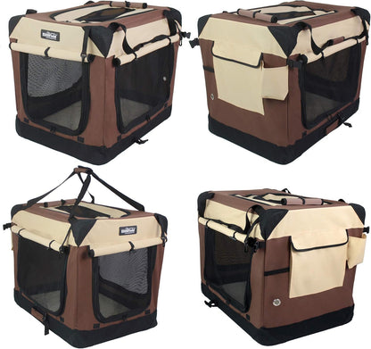 4-Door Folding Soft Dog Crate with Curtains (2-Year Warranty)