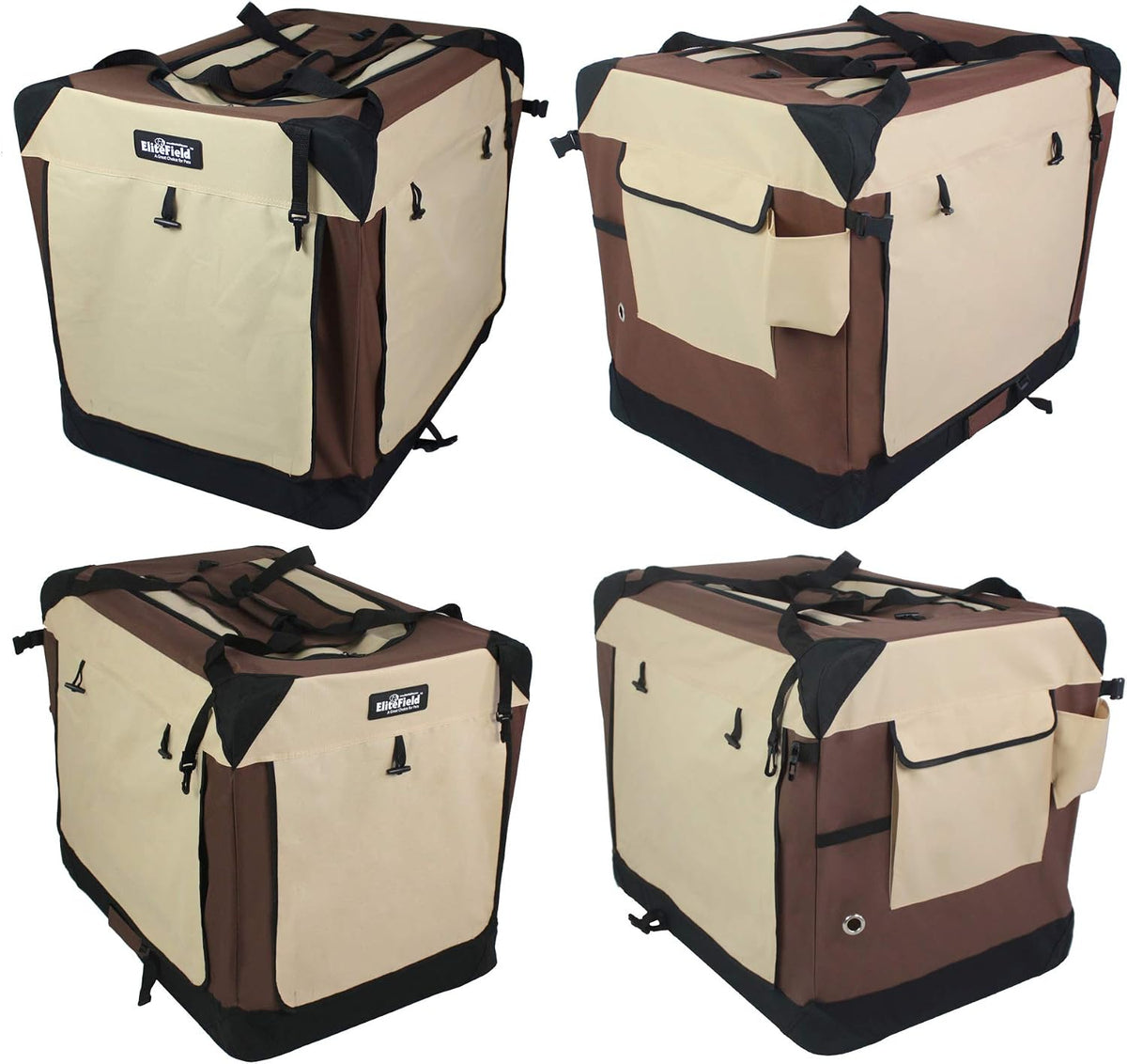 4-Door Folding Soft Dog Crate with Curtains (2-Year Warranty)