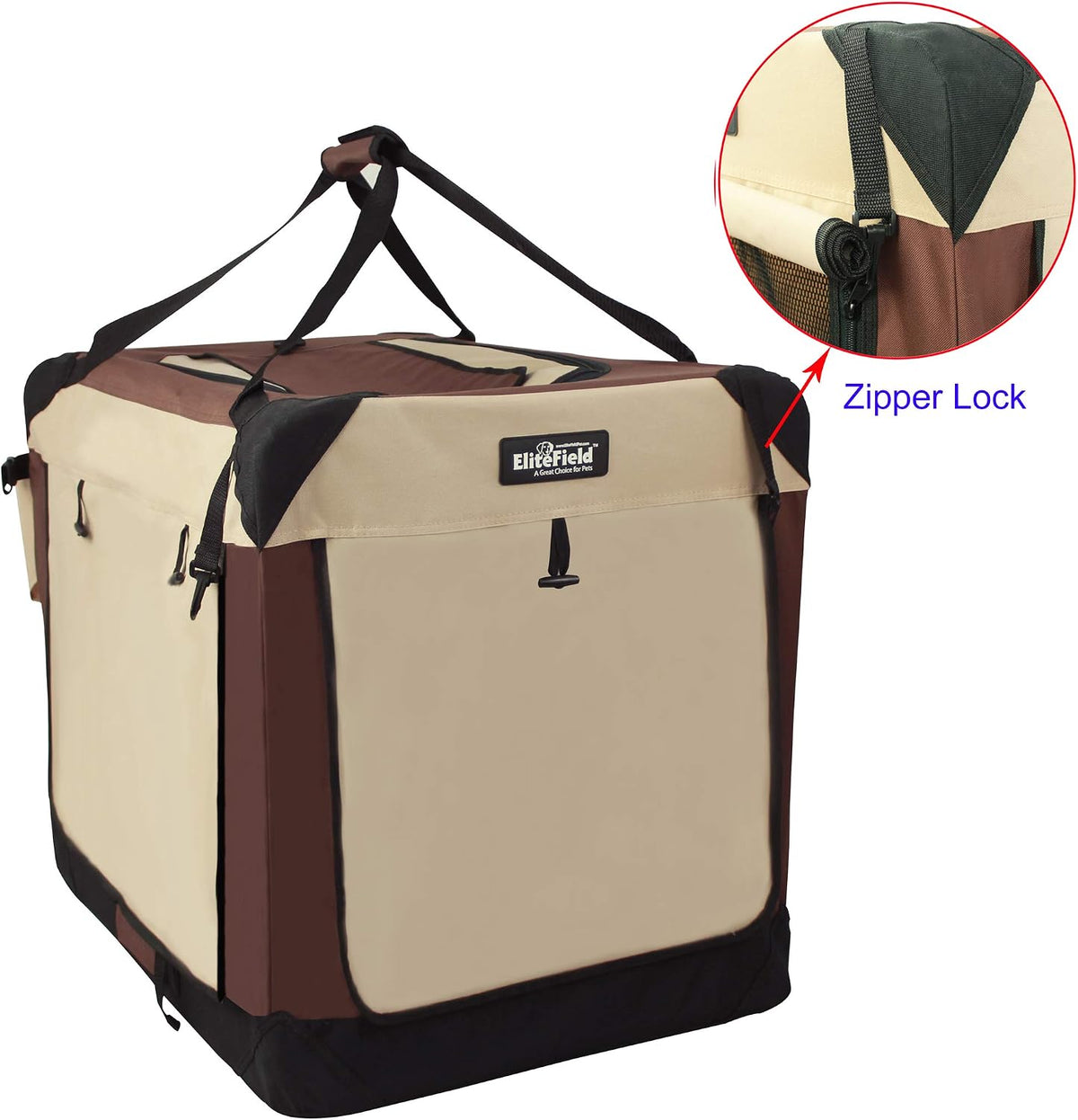 4-Door Folding Soft Dog Crate with Curtains (2-Year Warranty)