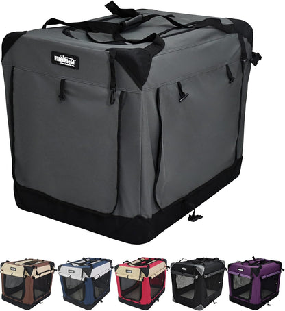 4-Door Folding Soft Dog Crate with Curtains (2-Year Warranty)