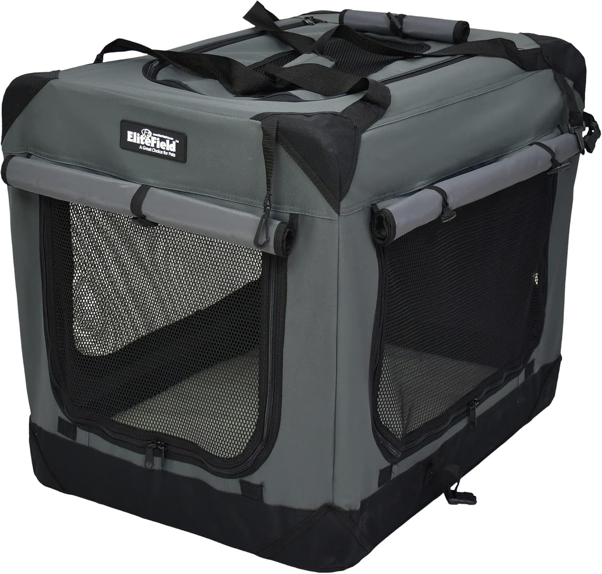 4-Door Folding Soft Dog Crate with Curtains (2-Year Warranty)