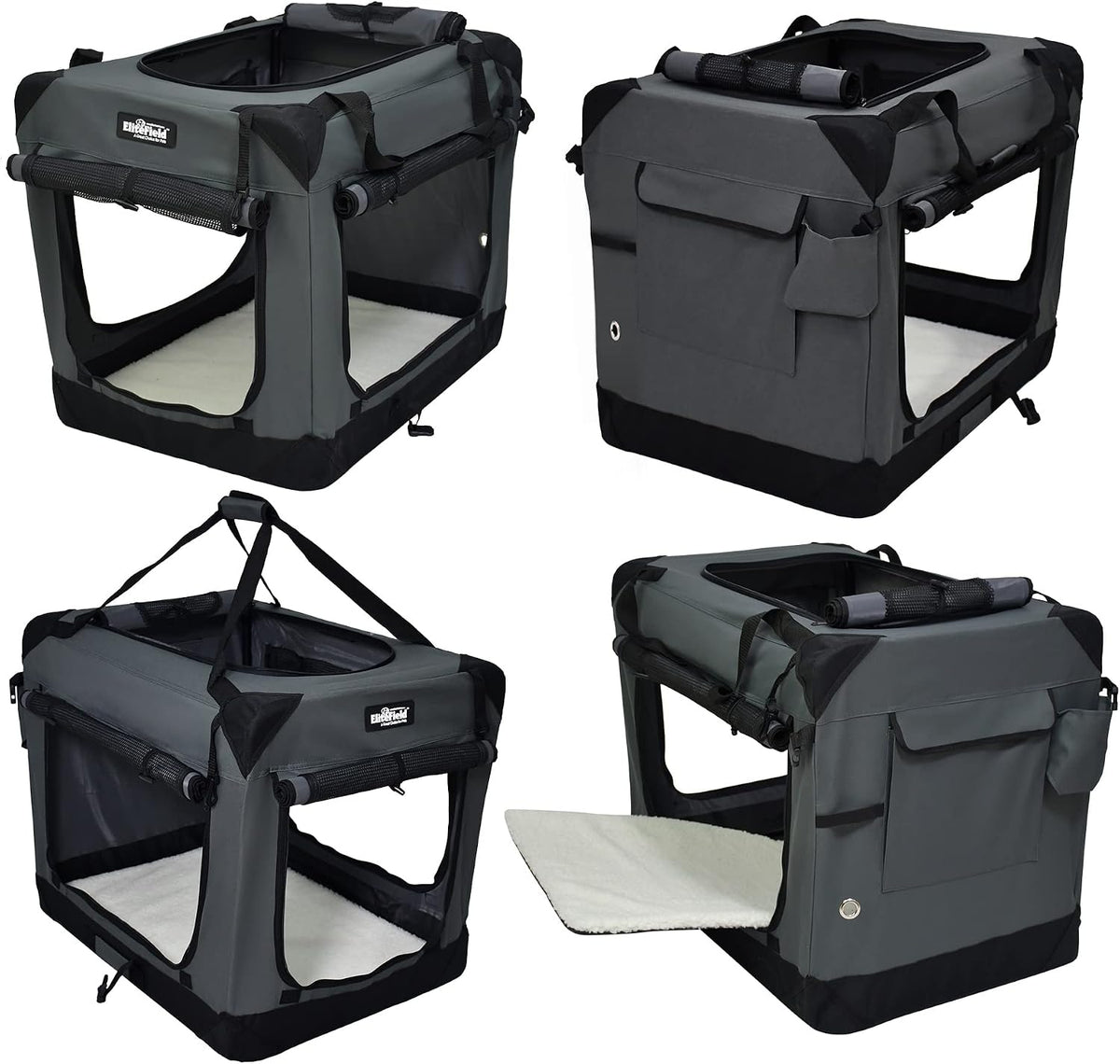 4-Door Folding Soft Dog Crate with Curtains (2-Year Warranty)