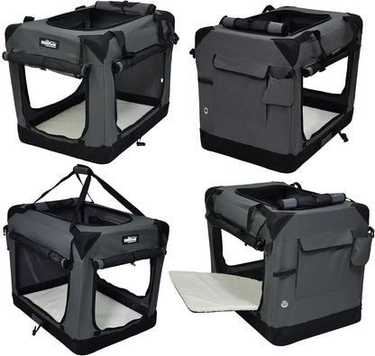 4-Door Folding Soft Dog Crate with Curtains (2-Year Warranty)