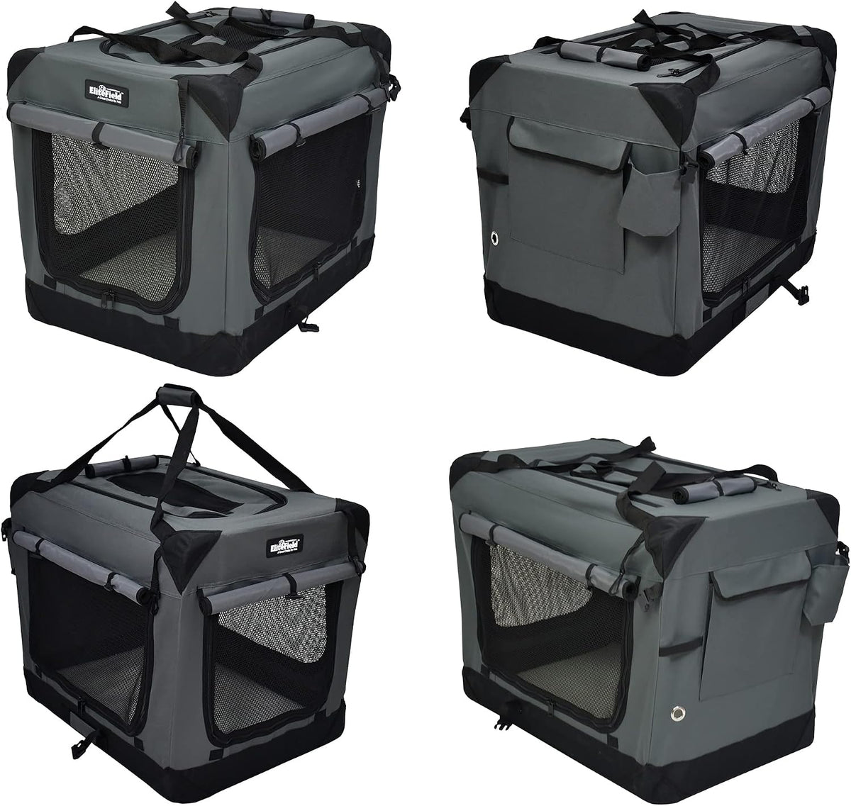 4-Door Folding Soft Dog Crate with Curtains (2-Year Warranty)
