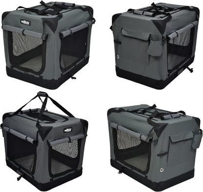 4-Door Folding Soft Dog Crate with Curtains (2-Year Warranty)