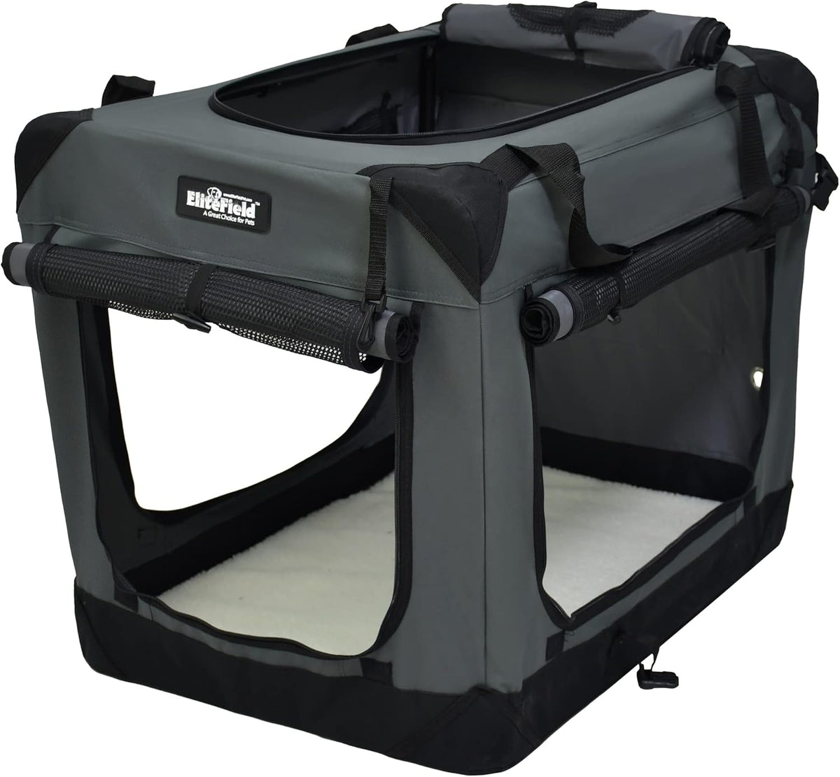 4-Door Folding Soft Dog Crate with Curtains (2-Year Warranty)