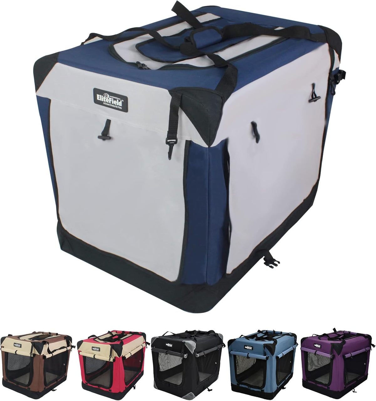 4-Door Folding Soft Dog Crate with Curtains (2-Year Warranty)