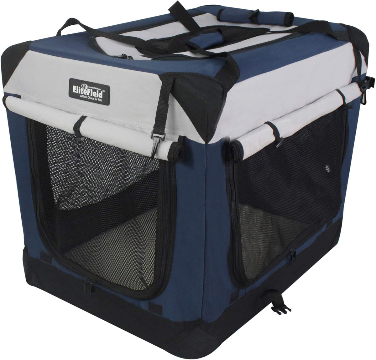 4-Door Folding Soft Dog Crate with Curtains (2-Year Warranty)