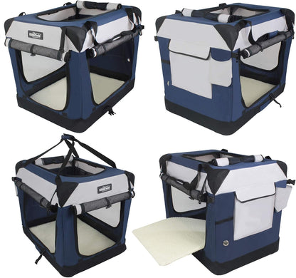 4-Door Folding Soft Dog Crate with Curtains (2-Year Warranty)