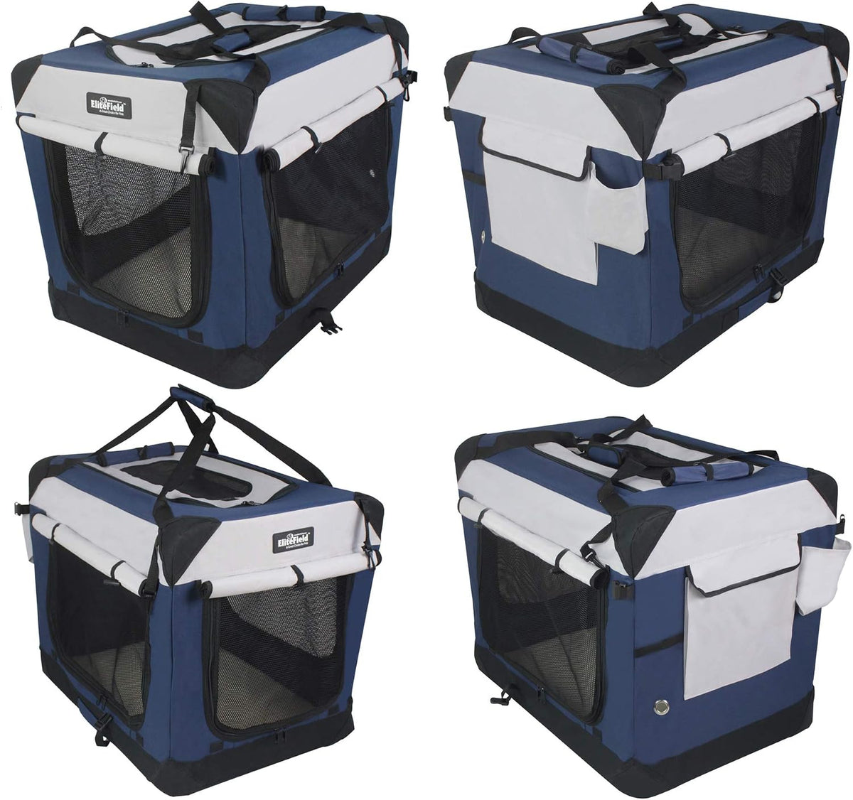 4-Door Folding Soft Dog Crate with Curtains (2-Year Warranty)