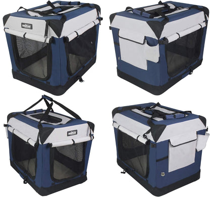 4-Door Folding Soft Dog Crate with Curtains (2-Year Warranty)