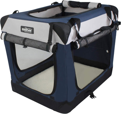 4-Door Folding Soft Dog Crate with Curtains (2-Year Warranty)