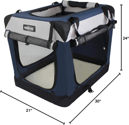 4-Door Folding Soft Dog Crate with Curtains (2-Year Warranty)