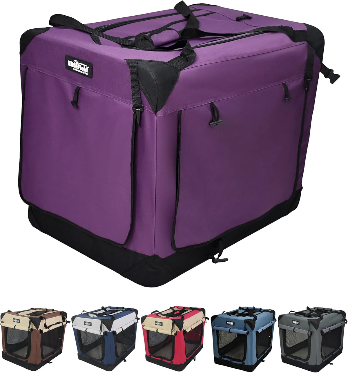 4-Door Folding Soft Dog Crate with Curtains (2-Year Warranty)