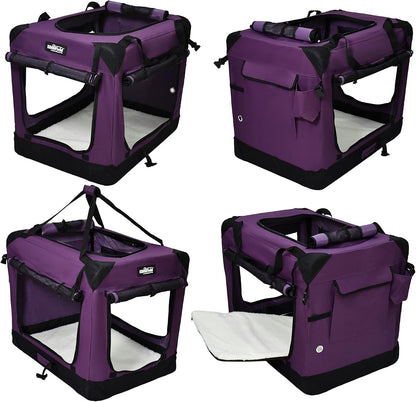 4-Door Folding Soft Dog Crate with Curtains (2-Year Warranty)