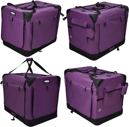 4-Door Folding Soft Dog Crate with Curtains (2-Year Warranty)