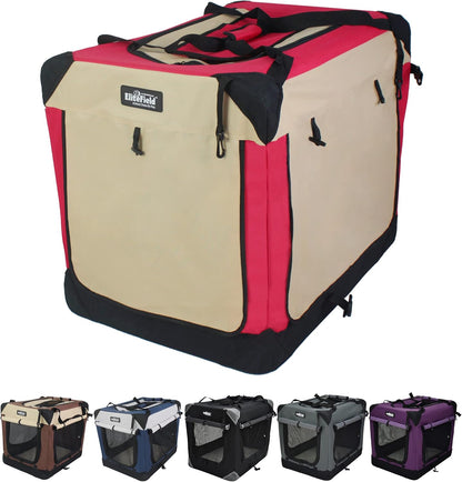 4-Door Folding Soft Dog Crate with Curtains (2-Year Warranty)