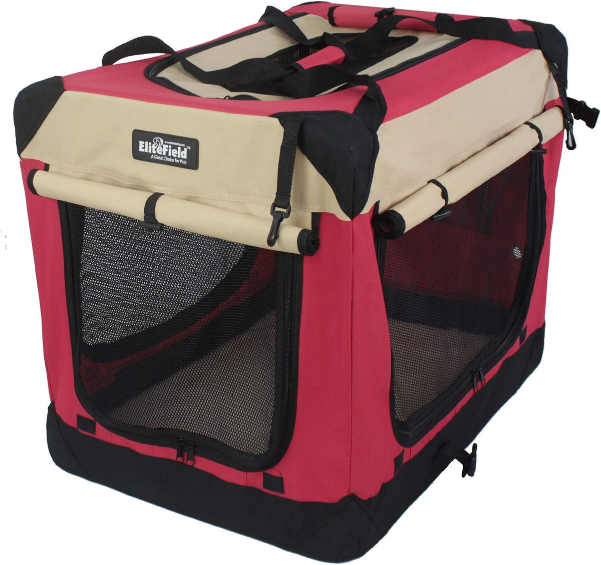 4-Door Folding Soft Dog Crate with Curtains (2-Year Warranty)