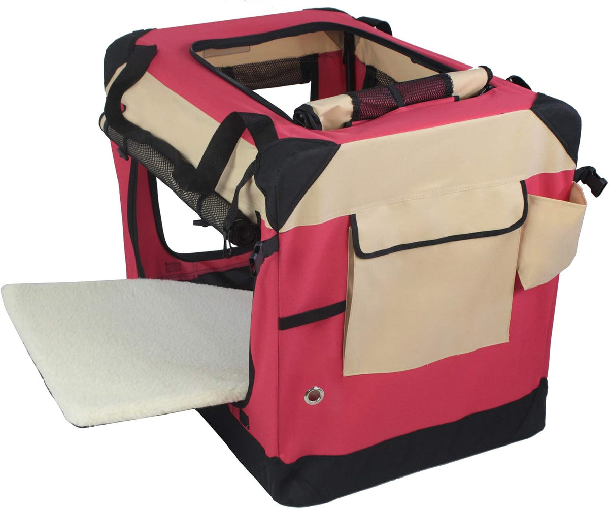 4-Door Folding Soft Dog Crate with Curtains (2-Year Warranty)