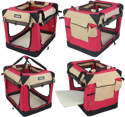 4-Door Folding Soft Dog Crate with Curtains (2-Year Warranty)