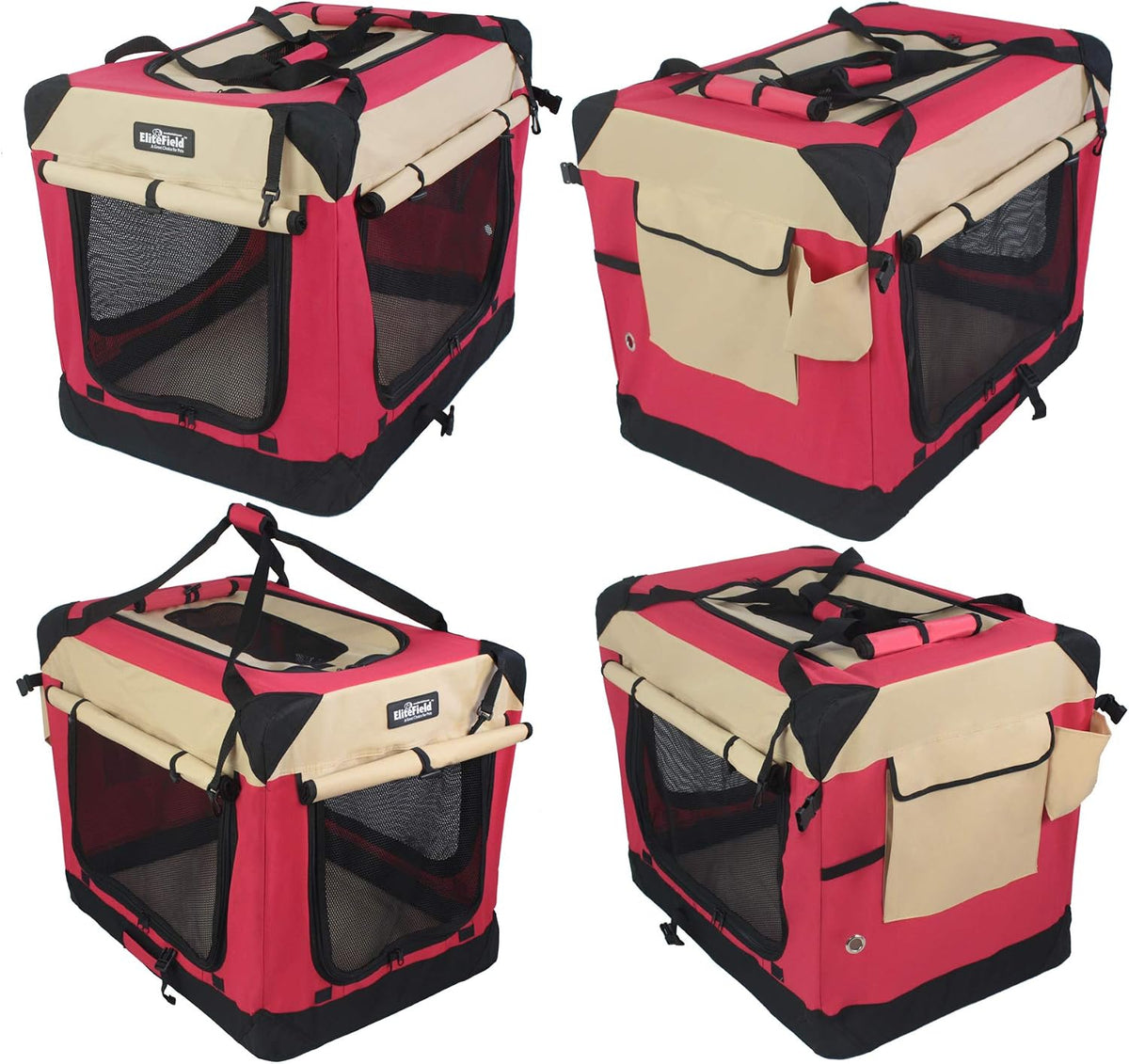 4-Door Folding Soft Dog Crate with Curtains (2-Year Warranty)