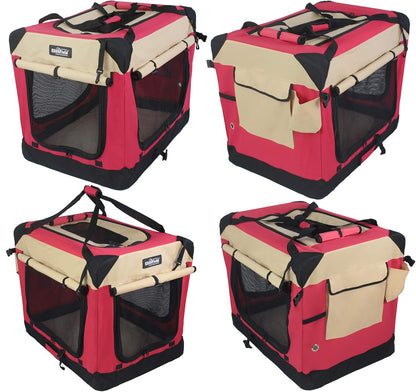 4-Door Folding Soft Dog Crate with Curtains (2-Year Warranty)
