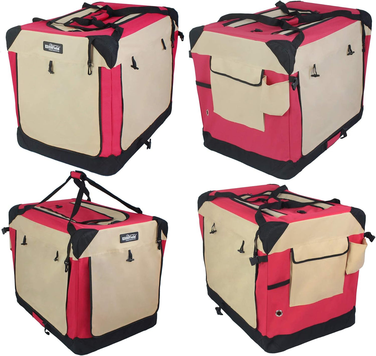 4-Door Folding Soft Dog Crate with Curtains (2-Year Warranty)