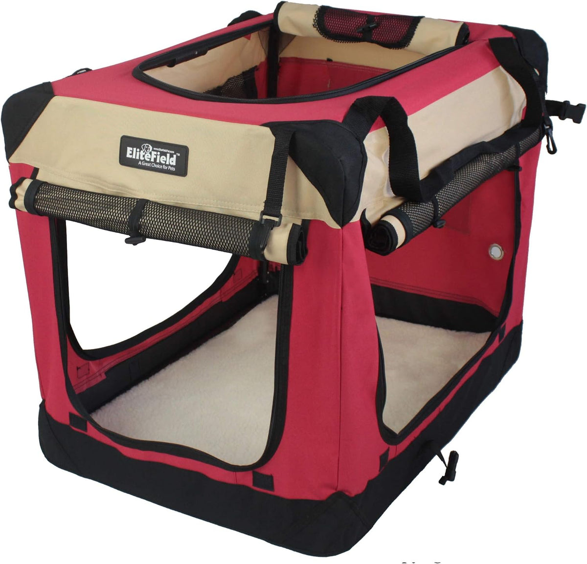 4-Door Folding Soft Dog Crate with Curtains (2-Year Warranty)