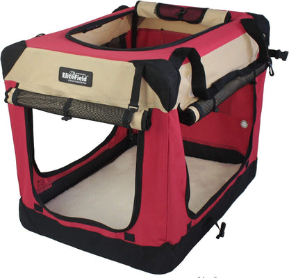 4-Door Folding Soft Dog Crate with Curtains (2-Year Warranty)