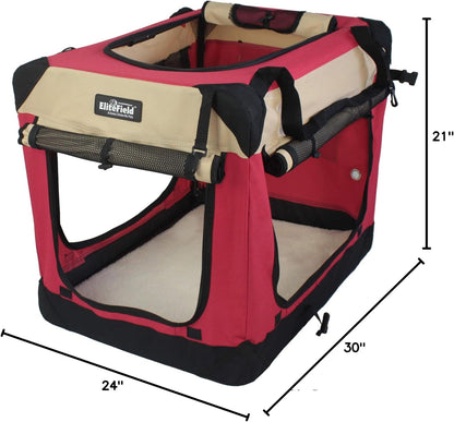 4-Door Folding Soft Dog Crate with Curtains (2-Year Warranty)