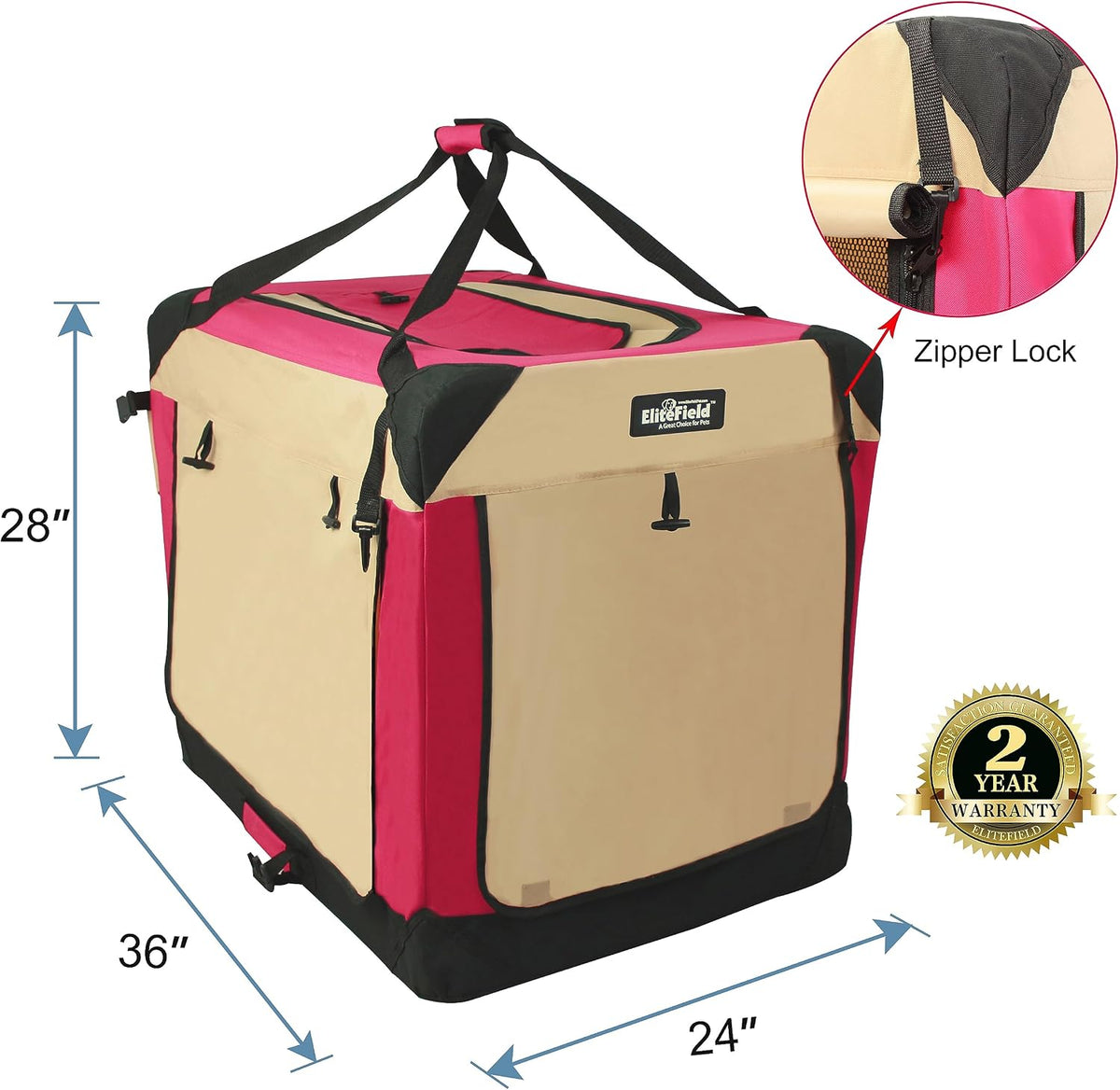 4-Door Folding Soft Dog Crate with Curtains (2-Year Warranty)