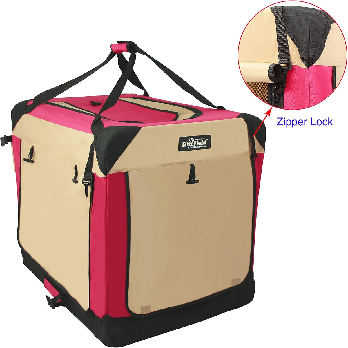 4-Door Folding Soft Dog Crate with Curtains (2-Year Warranty)