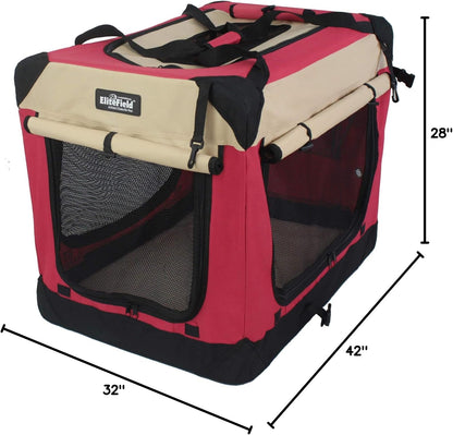 4-Door Folding Soft Dog Crate with Curtains (2-Year Warranty)