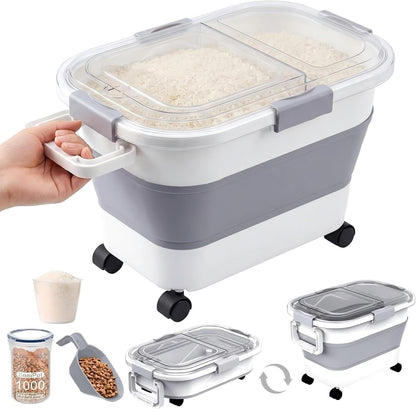 30 Lbs Rice Container, Collapsible Dog Food Storage Container