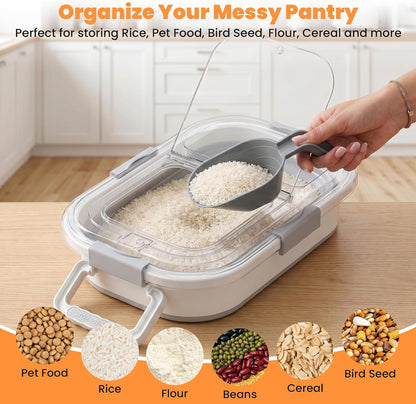 30 Lbs Rice Container, Collapsible Dog Food Storage Container