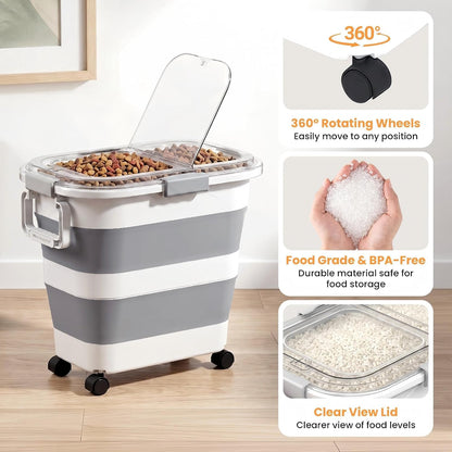30 Lbs Rice Container, Collapsible Dog Food Storage Container