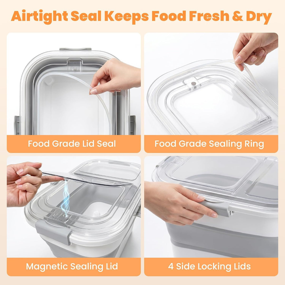 30 Lbs Rice Container, Collapsible Dog Food Storage Container