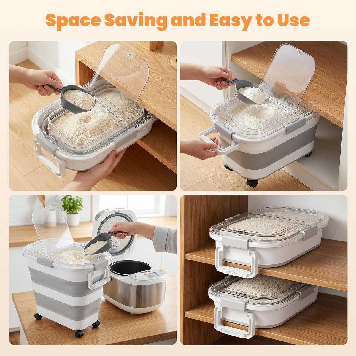 30 Lbs Rice Container, Collapsible Dog Food Storage Container